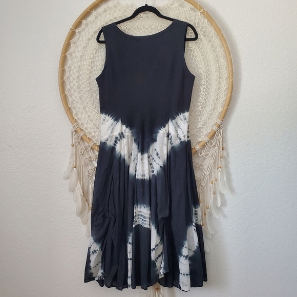 Vintage X Advanced Apparels Boho Gypsy Tie Dye Sleeveless Goth Midi Dress - Picture 7 of 11